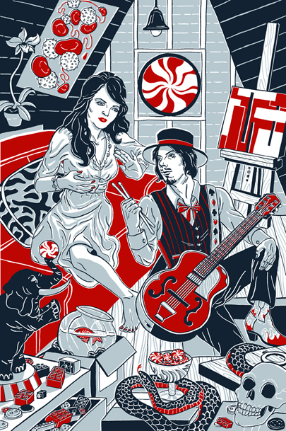 White Stripes tribute art full of album imagery